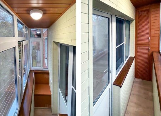 Остекление балконов и лоджий в Москве под ключ — пример с утеплением и отделкой липой 