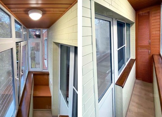 Остекление балконов и лоджий в Москве под ключ — пример с утеплением и отделкой липой 
